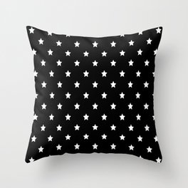 Black Background With White Stars Pattern Throw Pillow