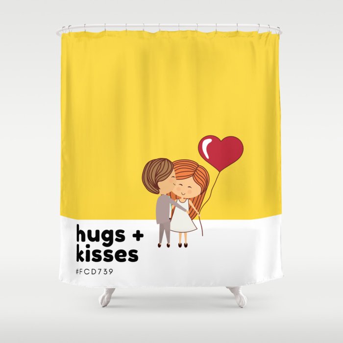 Hugs + Kisses for valentine Shower Curtain