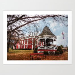 Iron County Courthouse and Gazebo Art Print | Digital, Frankiecat, Gazebo, Christmastree, Color, Antebellum, Christmas, Courthouse, Architecture, Ironton 
