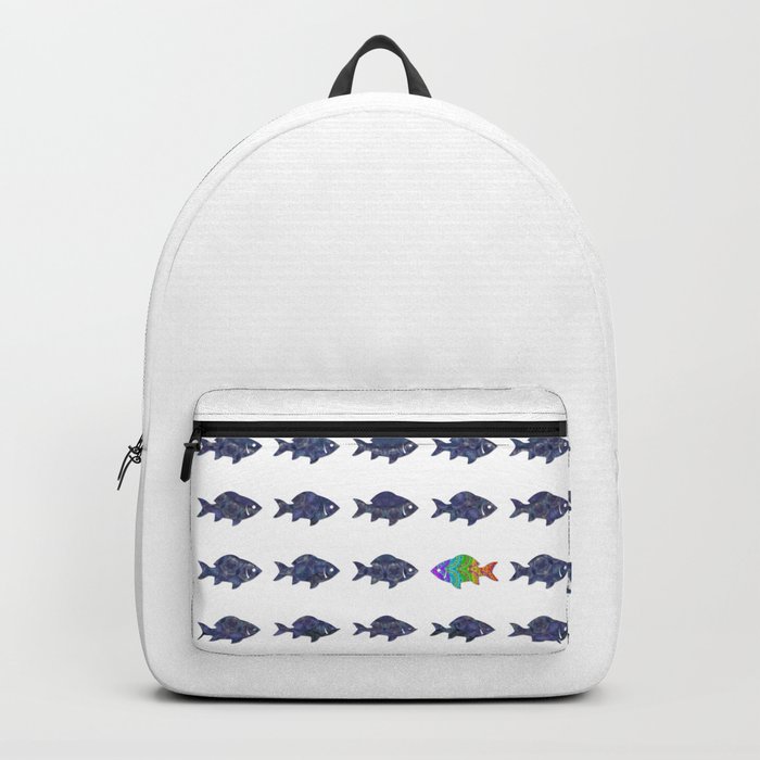 Colorful Inspirational Fish Art - Be Yourself Backpack