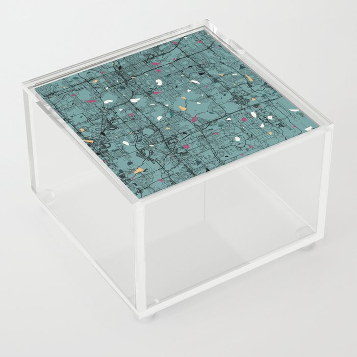 Orlando USA. City Map - Blue Terrazzo Collage Acrylic Box