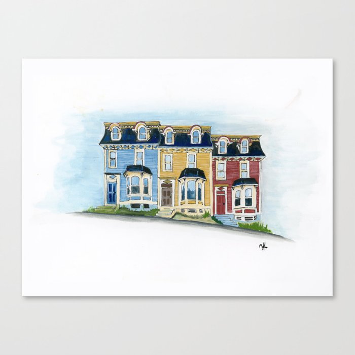 Jellybean Row Newfoundland Houses Buildings Canvas Print By