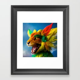 AI colorful tiger dog monster with feathers Framed Art Print