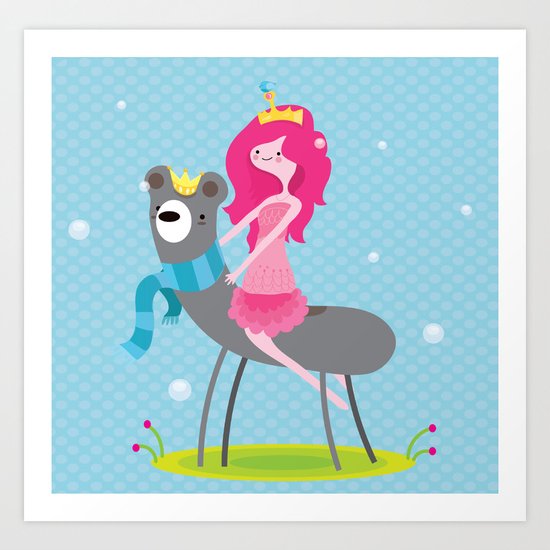 Princess bubblegum and bear Art Print