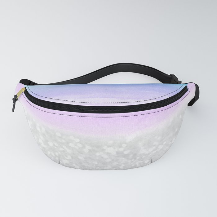 Artistic teal lavender pink white glitter watercolor Fanny Pack
