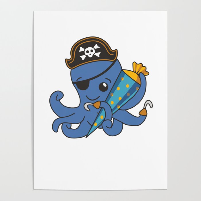 Pirate Octopus Enrollment School Children School Poster