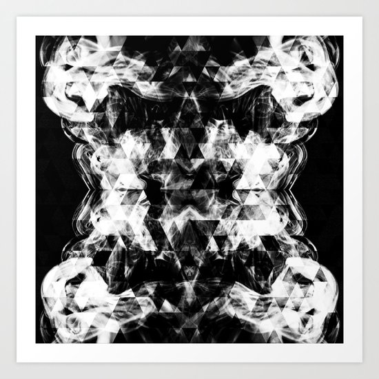 Electrifying black and white sparkly triangle flames Art Print