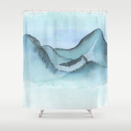 Minimalist Landscape In Blue Colors Shower Curtain