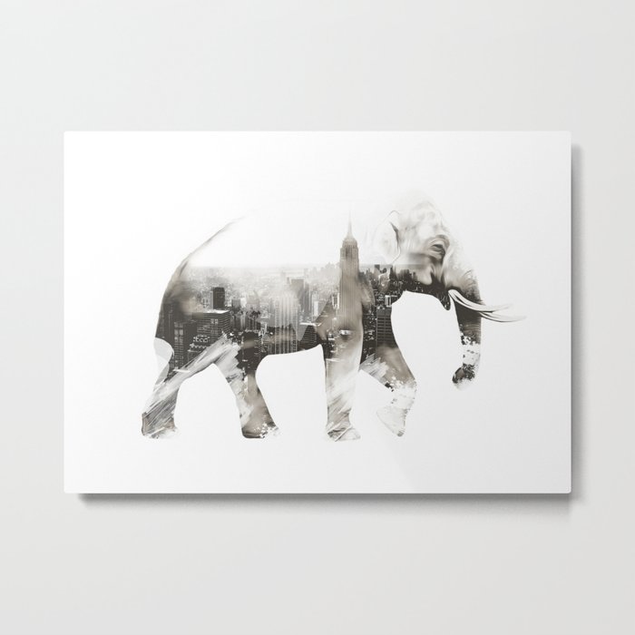 Double exposure elephant Metal Print