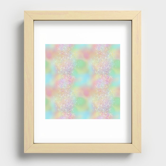 Pretty Rainbow Holographic Glitter Recessed Framed Print