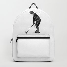 Golf Player Black and White Silhouette Backpack