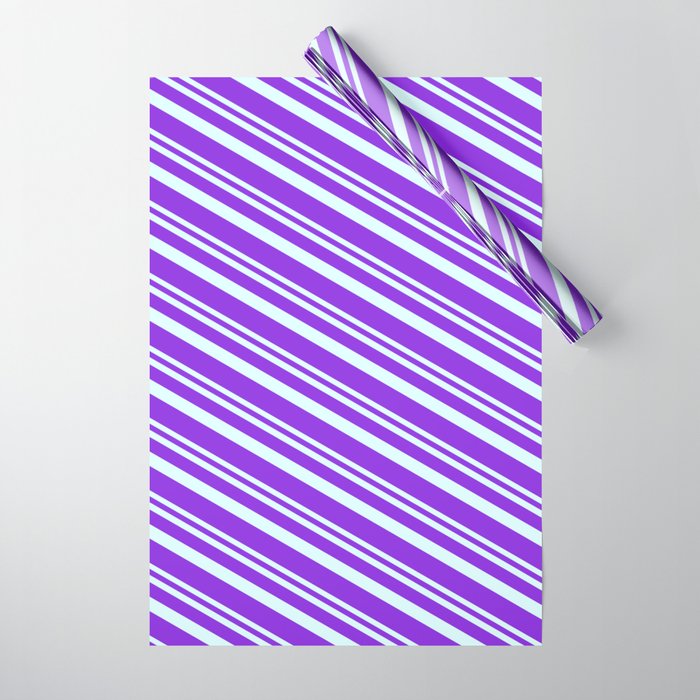 Light Cyan & Purple Colored Stripes Pattern Wrapping Paper