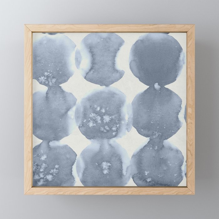 Shibori Wabi Sabi Indigo Blue on Lunar Gray Framed Mini Art Print