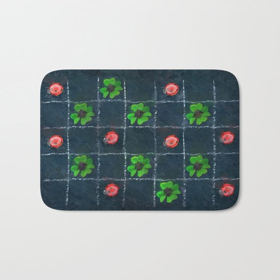 Clover and ladybugs tic-tac-toe pattern Bath Mat