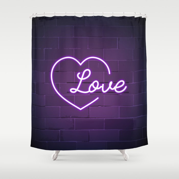 Neon LOVE Sign Shower Curtain