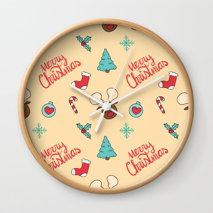 Christmas Pattern Kid Merry Deer Wall Clock