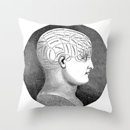 Vintage Phrenology Head Throw Pillow