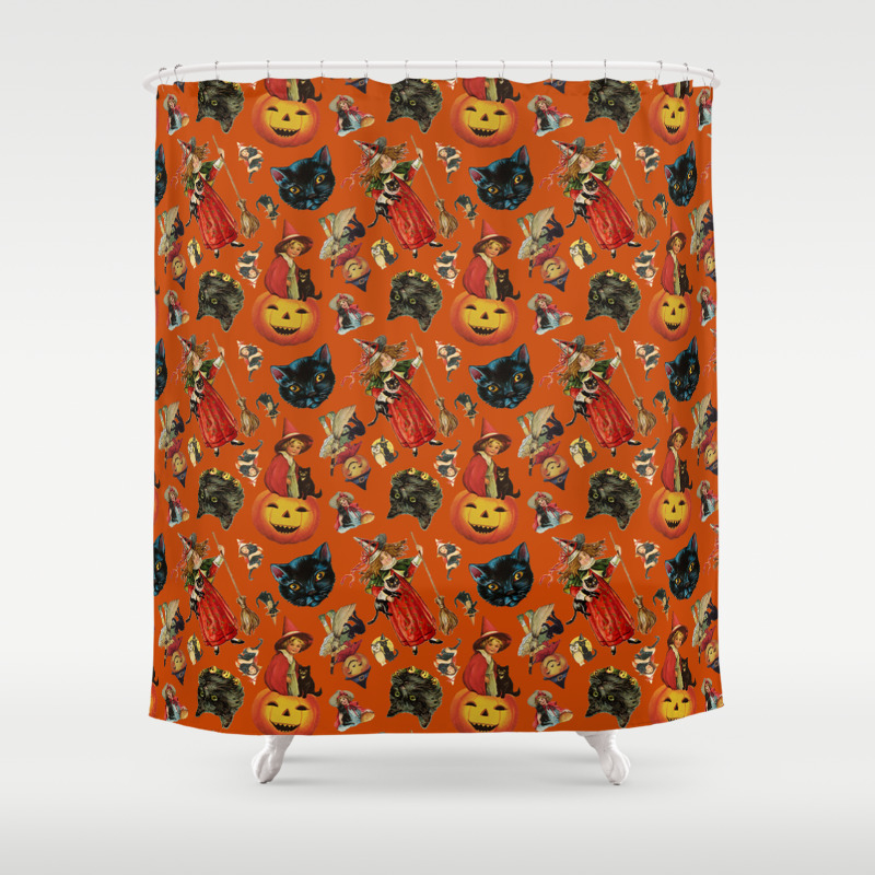 Details about   Halloween Witch Pumpkin Cart Black Cat Shower Curtain Sets For Bathroom Decor 