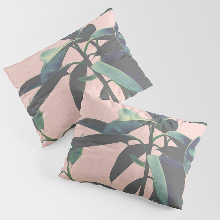 Pink Tropical Leaves Pillow Sham