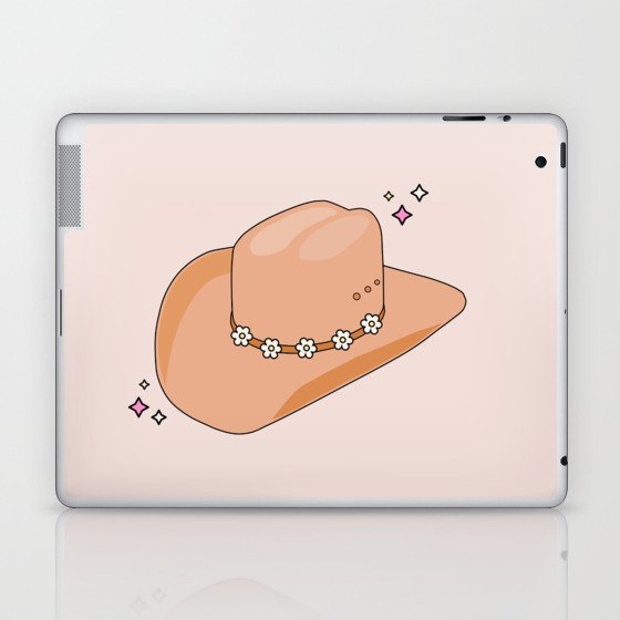 Cowboy Hat Print, Preppy Decor Modern Beige Aesthetic Laptop & iPad Skin