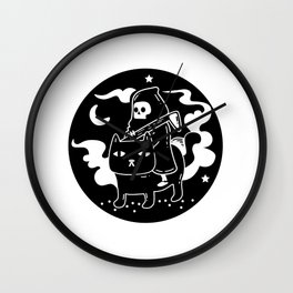 Grim Reaper Cat Halloween Wall Clock