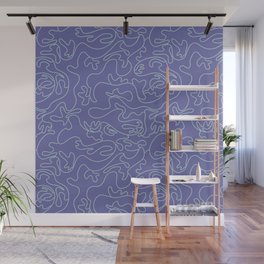 Abstract modern minimalist doodle line art on very peri purple background Wall Mural