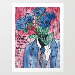 Flower Head Art Print | Artistic, Colorful, Grungy, Gothic, Trippy, Pretty, Deep, Pink, Drawing, Interesting 