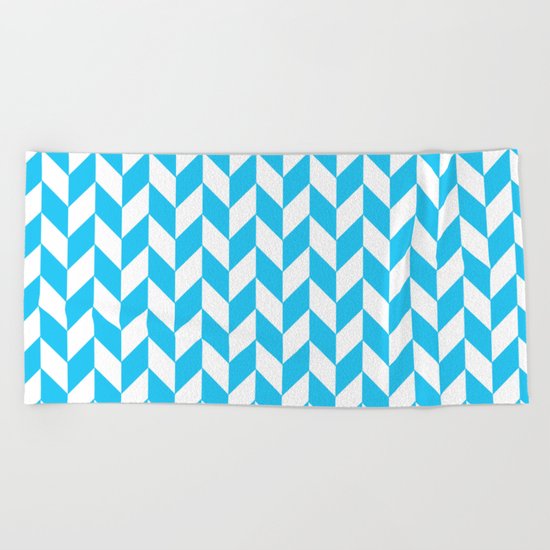 Maritime Aqua Teal Chevron Herringbone ZigZag - Mix & Match Beach Towel