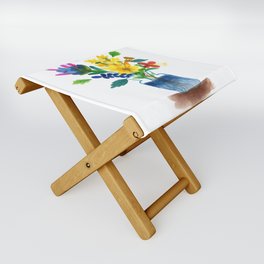 Bunch of flowers in the glass pot Folding Stool