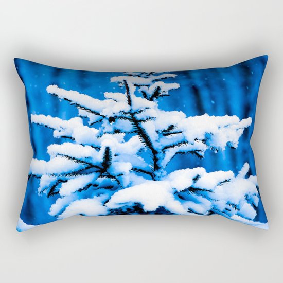 Snow covered Christmas tree Rectangular Pillow