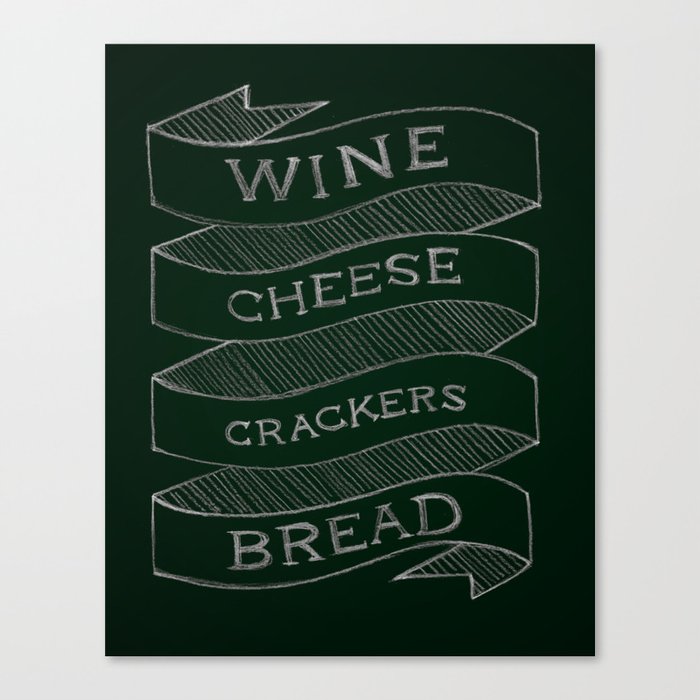 wine & cheese & crackers & bread Canvas Print