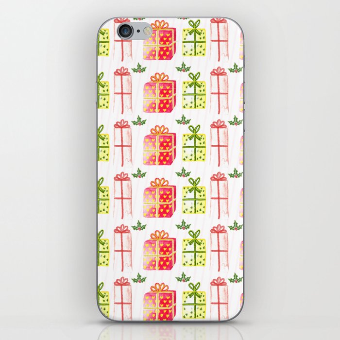 Christmas Pattern Watercolor Drawing Gifts iPhone Skin