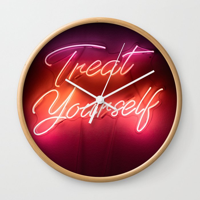 Treat Yourself Neon Sign Wall Clock