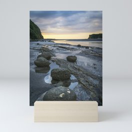 Sunset boulders along the Tongaporutu coastal walk Mini Art Print