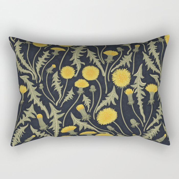Dandelions, green, yellow and black Rectangular Pillow