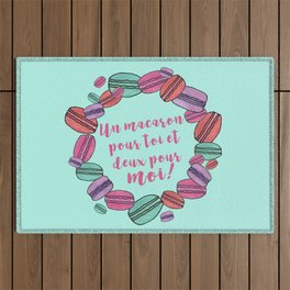 French Macaroons Wreath Watercolor Outdoor Rug