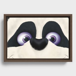 Peek-a-Boo | Illustration of a panda bear that makes you smile! Framed Canvas