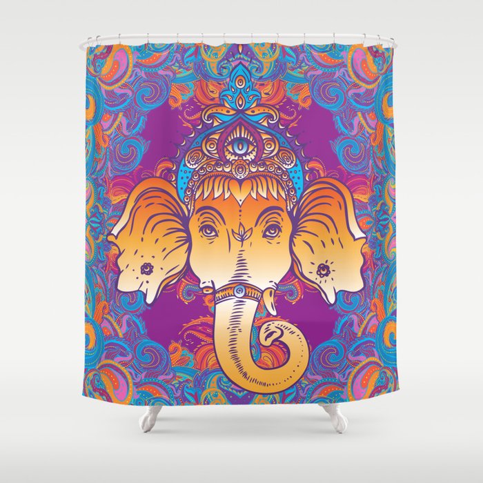 Ornate Colorful Mandala Shower Curtain, Hindu Shower Curtain