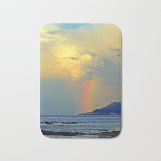 Rainbow on the Coastal Town Bath Mat