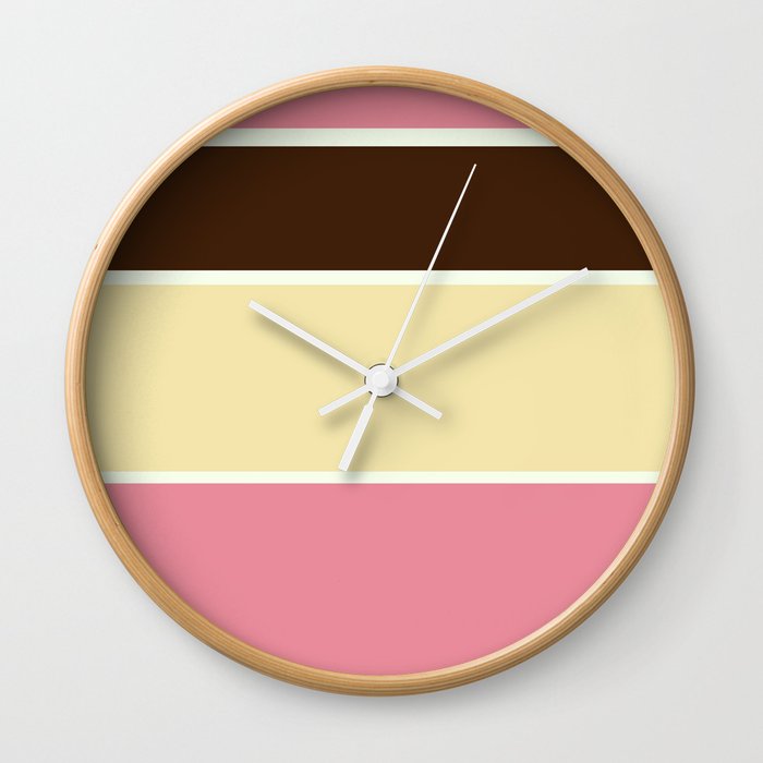 Strawberry Vanilla Chocolate Ice Cream Trend Palette Wall Clock