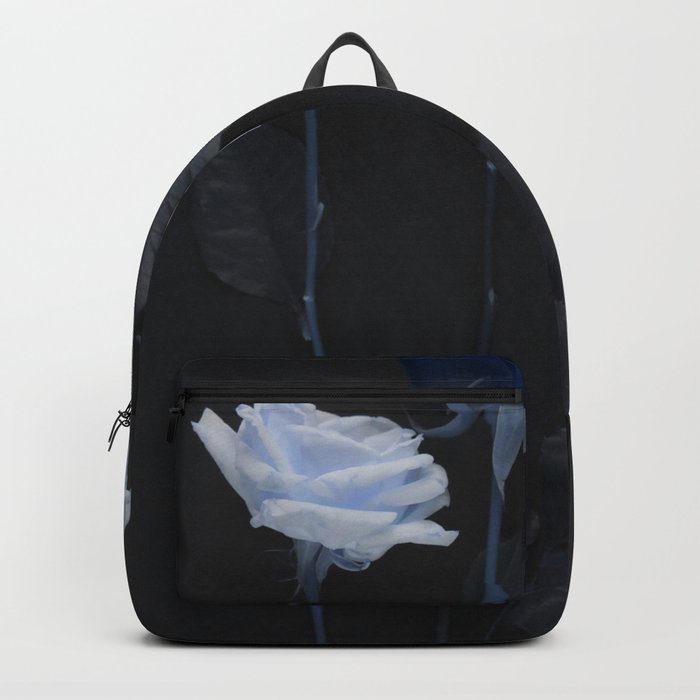 black bookbag with roses