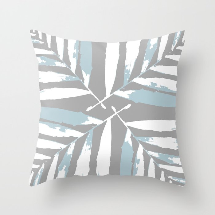Geometric White pale blue on light-grey. minimal. line. Throw Pillow