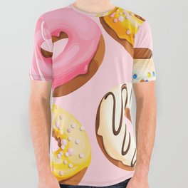 Doughnuts Pink Yellow Modern Confectionery Decor All Over Graphic Tee
