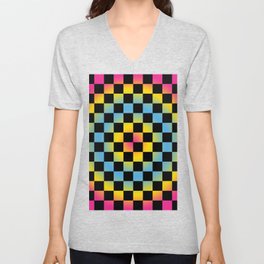 PYB Checkered Ripple V Neck T Shirt