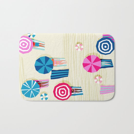 A-OK - memphis throwback neon wacka design pop art illustration beach socal vacation 1980s 80s style Bath Mat