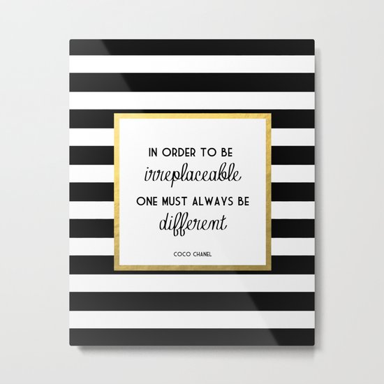 Coco Gold Irreplaceable Fashion Quote Metal Print