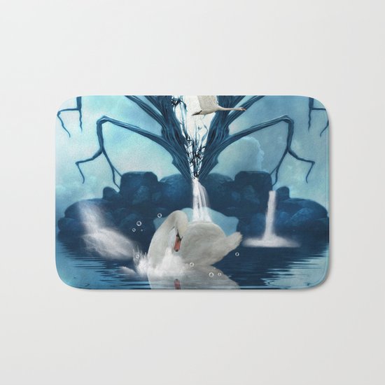 Beautiful white swan Bath Mat