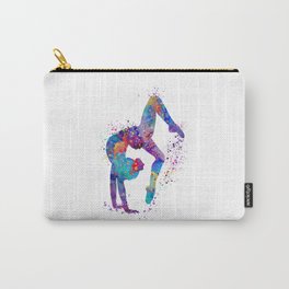 Girl Gymnastics Tumbling Colorful Watercolor Artwork Carry-All Pouch