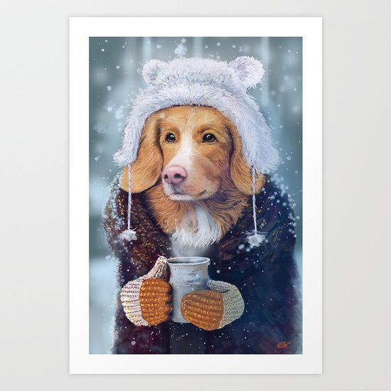 Winter dog Art Print