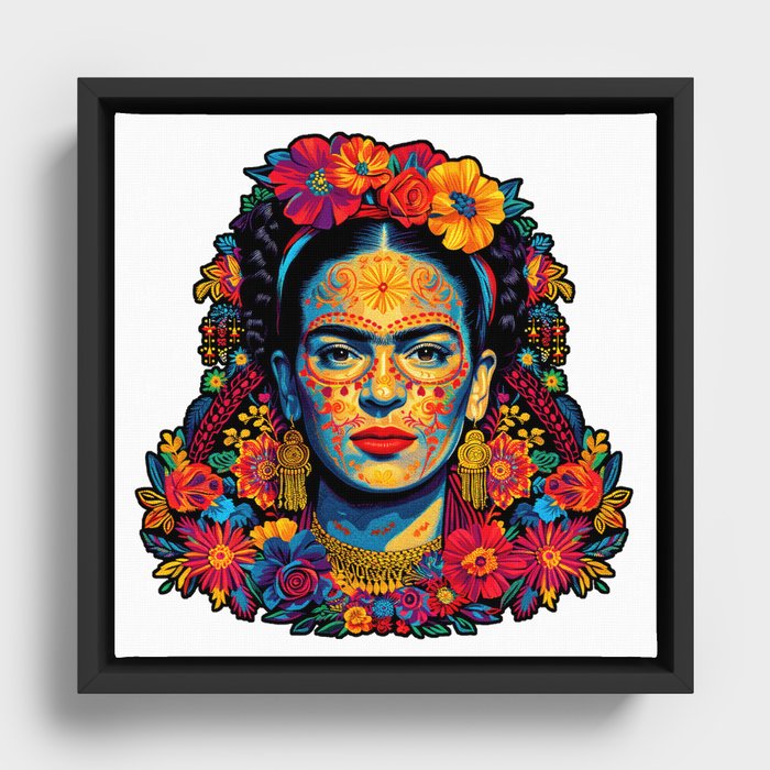Huichol Frida Framed Canvas